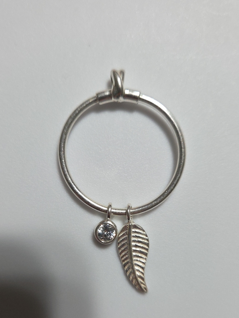 Theo Grace 925 Sterling Silver Linda Circle Leaf Pendant Charm Cz